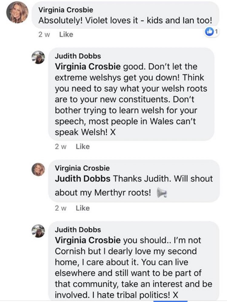RhunapIorwerth's tweet photo. Very sad that the Conservative candidate on #ynysmon is engaging so positively with such anti-Welsh attitudes. 
“Thanks Judith”!😃

....yes, thanks for rubbishing our language. Spoken by most in Môn. What are ‘extreme Welshys’? Welsh speakers? Should’ve condemned her. You didn’t. https://t.co/PjnbinngCL
