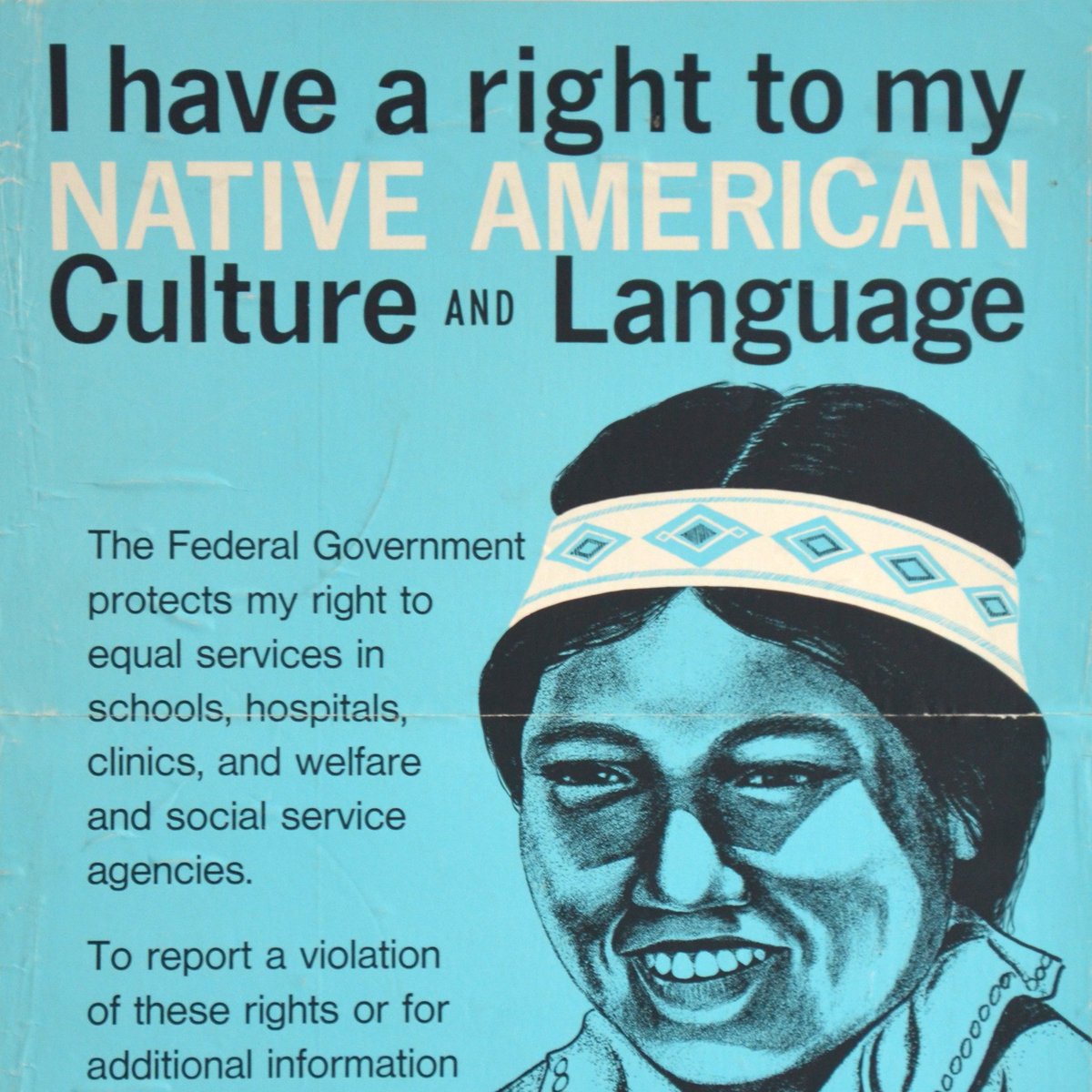 Niemand darf aufgrund von seiner #Sprache und #Kultur benachteiligt werden, darauf weist auch dieses #Plakat aus dne 1970er Jahren hin. #TagDerMenschenrechte #Plakatiert 

Plakat: US Department of Health, Education and Welfare, vermutlich 1970er Jahre. Sammlung Christian Feest.