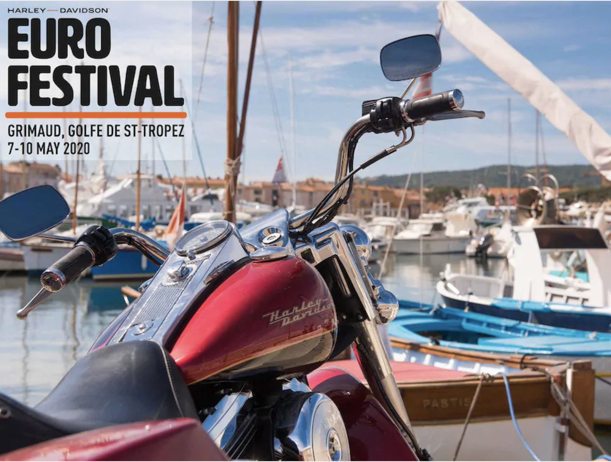 DirectLub's tweet photo. Pour les amoureux de Harley Davidson : l’Euro Festival sera de retour aux Prairies de la Mer à Grimaud du 7 au 10 mai 2020 !  #harley #moto
https://t.co/ZLySXVZfcK https://t.co/OeT2oDZy1a