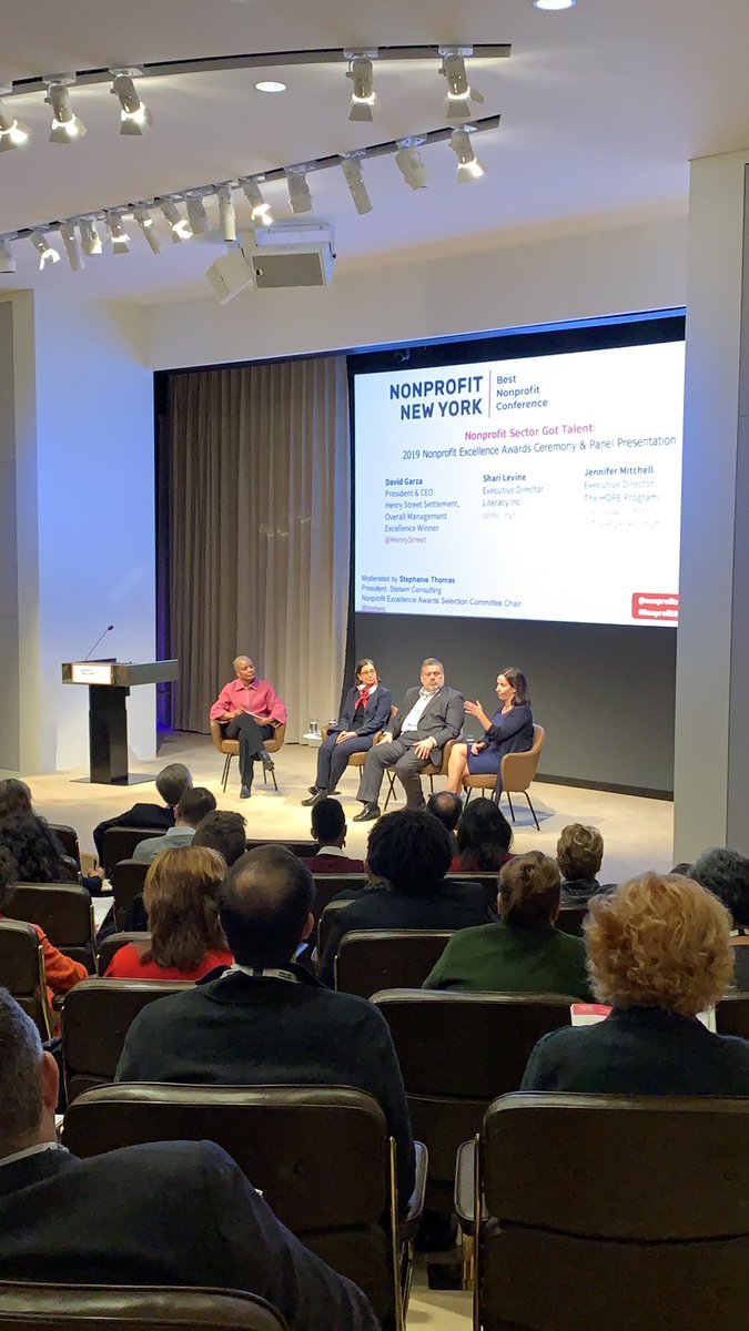 NonprofitNY's tweet photo. Thrilled to be hearing nonprofit management insights from @HenryStreet @linc_nyc @jendawnmitchell for the Nonprofit Excellence Awards Panel Presentation moderated by @stetwin #nonprofitbetter https://t.co/QiDffw48x1