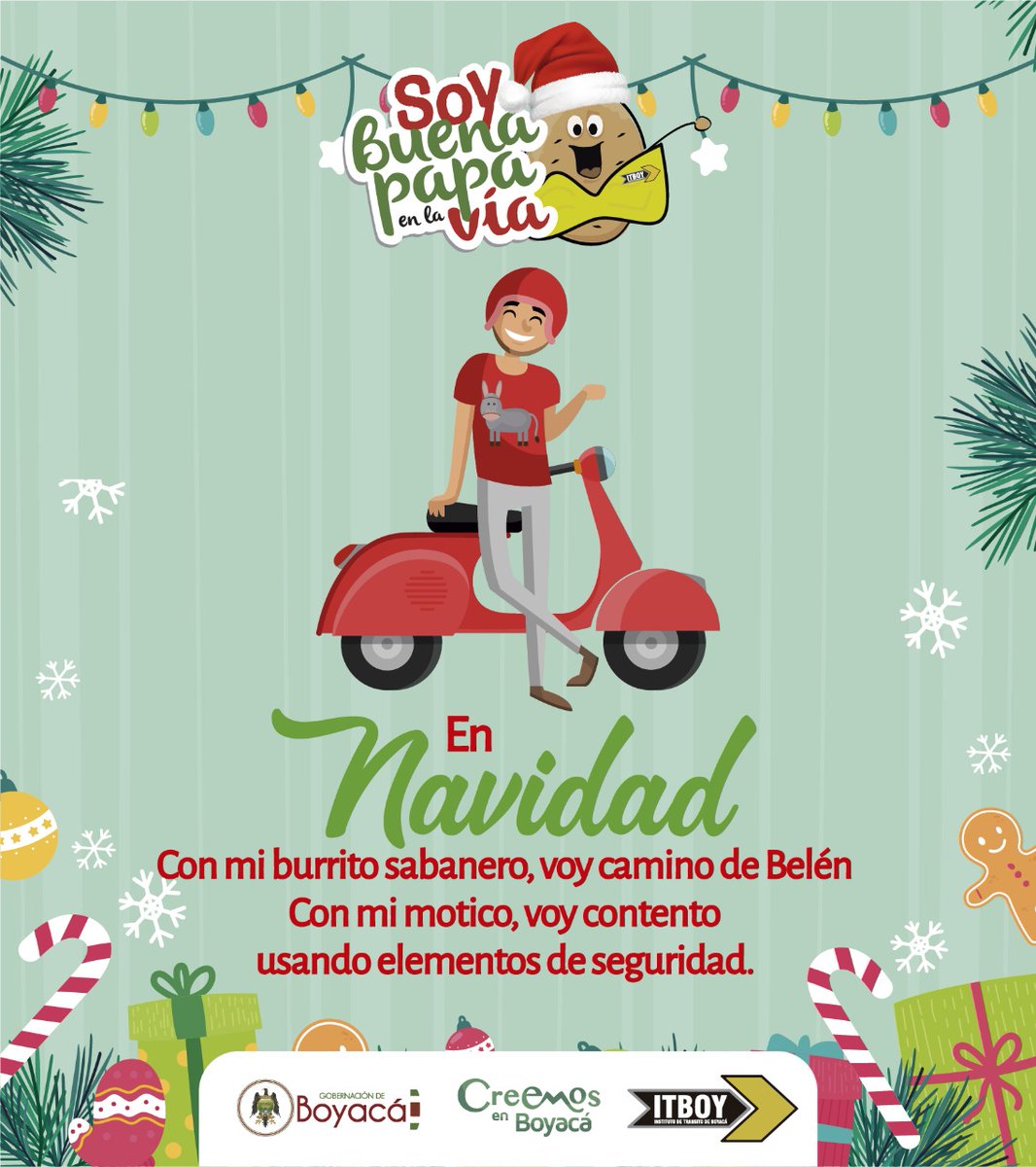ItboyBoyaca's tweet photo. #SoyBuenaPapaEnLaVía El casco, los guantes, las gafas, la ropa protectora y las botas son medidas de seguridad eficaces cuando se viaja sobre dos ruedas, minimizando las consecuencias para el motorista en caso de accidente . https://t.co/hQxO068RGW