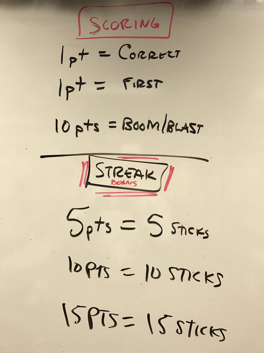 DHelmEDU's tweet image. We had a BLAST reviewing for our test today!  Students answered the questions and tried their hand at stacking the sticks!  Big success!  #aplusstudents #jacketu @kn50443