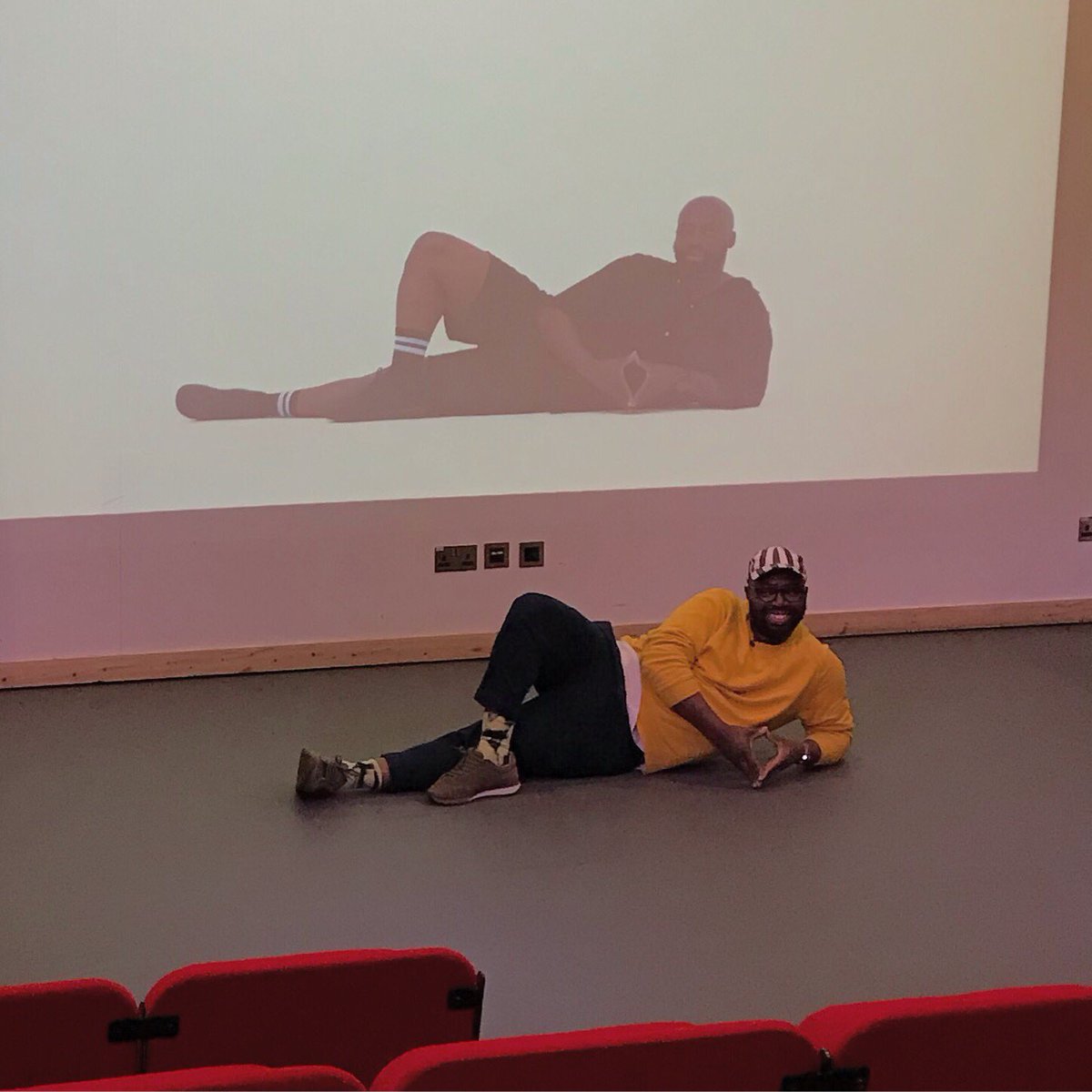 Harold Offeh <a href="/haroldoffeh/">Harold Offeh</a> at Ty Pawb <a href="/TyPawb/">Tŷ Pawb</a> tonight. Worth the trip even just for the pre-talk lounging.