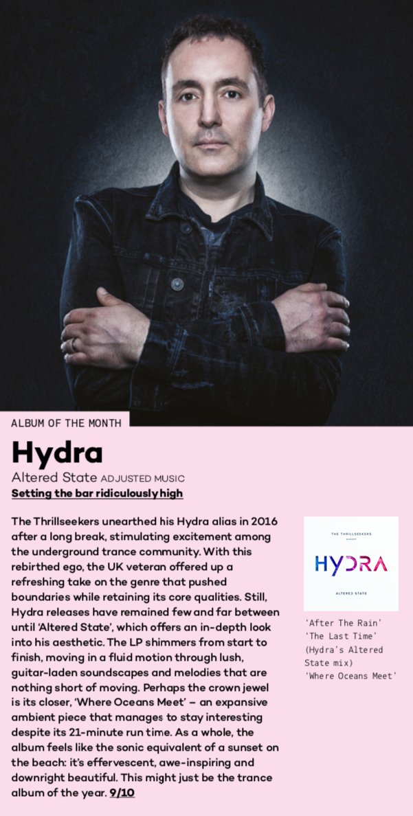 SteveHelstrip's tweet photo. I'm speechless with MixMag’s take on #HydraAlteredState. Not only Album of the Month, but "might just be trance album of the year". Wow Thanksyou 😅 https://t.co/vKpCVhwbWg