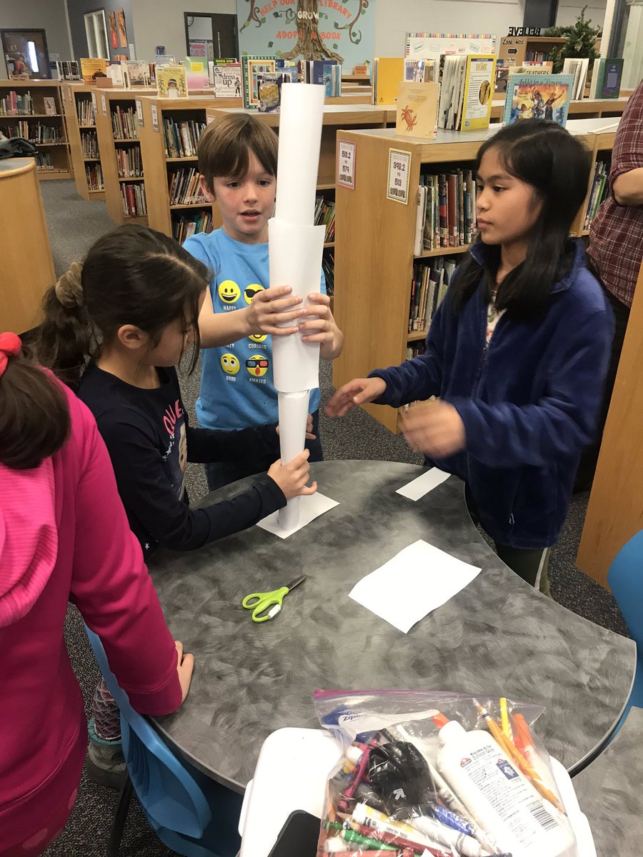 MrsAndrasco's tweet photo. 3rd graders in library today putting their engineering skills to use by working in groups to build a paper tower; an activity that goes along with our schoolwide book, Wishtree! #Patriots135 #welovelibrary https://t.co/Ywvwx9zHpP