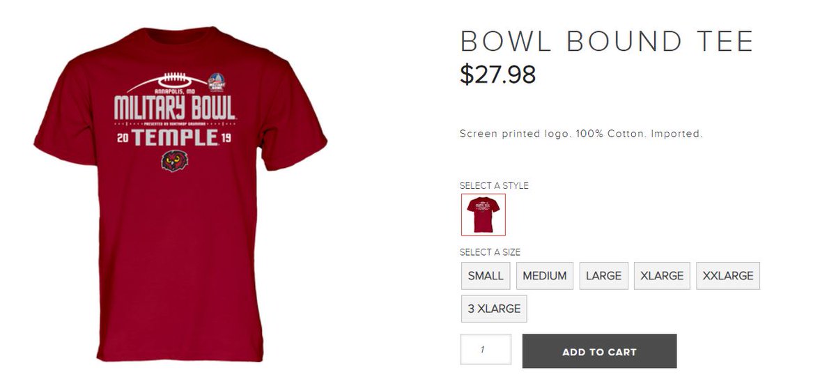 TempleBookstore's tweet photo. Have you seen we're Bowl Bound, Owls!! Order your Bowl Tee today! Hoot Hoot!! https://t.co/vc7lPAps4i
