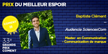 communicantsfr's tweet photo. 🏅Bravo au Prix du Meilleur Espoir Professionnel qui est décerné à Baptiste Clément de @audencia_com ! #GPCOMENT https://t.co/h7vRrQrKb4