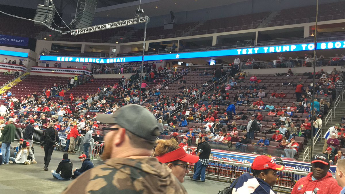 DavidRWenner's tweet photo. Trump rally three plus hours from start. @PennLive https://t.co/bNK7rX7pX3