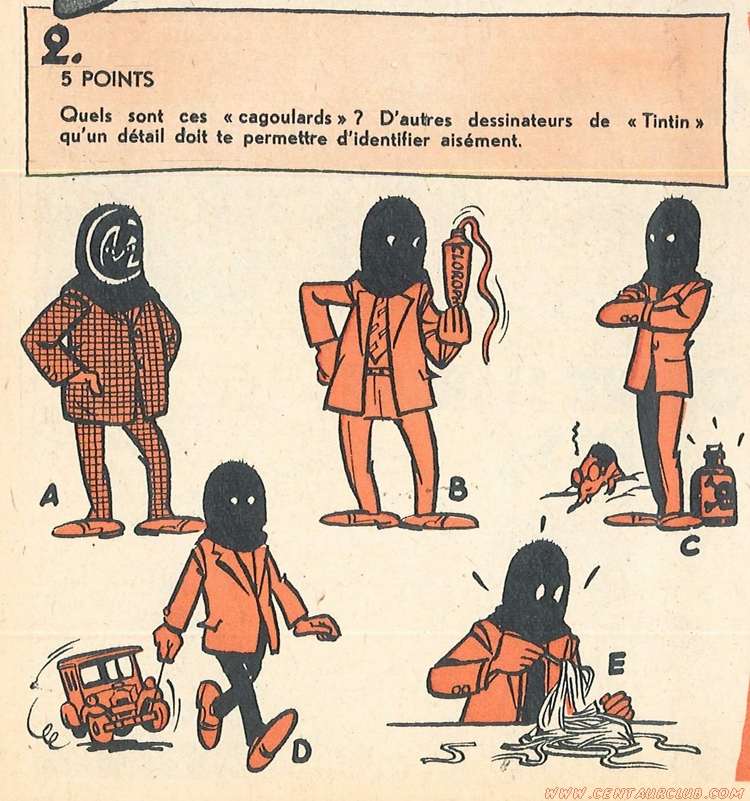 centaurclub's tweet photo. Jeu #Tintin : Les #cagoulards 'Dessin de #Aidans (09/1961))
Quel auteur de #BD se cache sous la cagoule?
Le dessinateur de #BlaleetMortimer est parmi les #auteurs #mystère.
#Attanasio
#Tibet
#Macherot
#EPJacobs
#Berck
La réponse est sur le forum :
https://t.co/5ExBZkSO5b https://t.co/66xRt8Gx2d