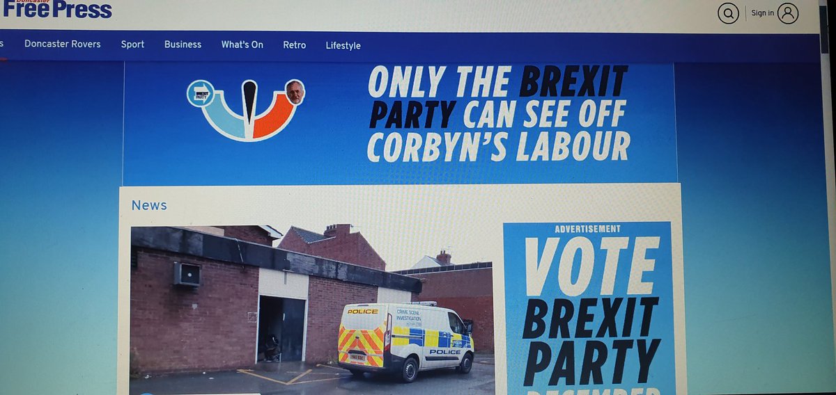 What has happened to the <a href="/DonnyFreePress/">Doncaster Free Press</a> webpage? I went looking for an article - but seem to have landed at Brexit HQ! 90% adverts and 10% news.