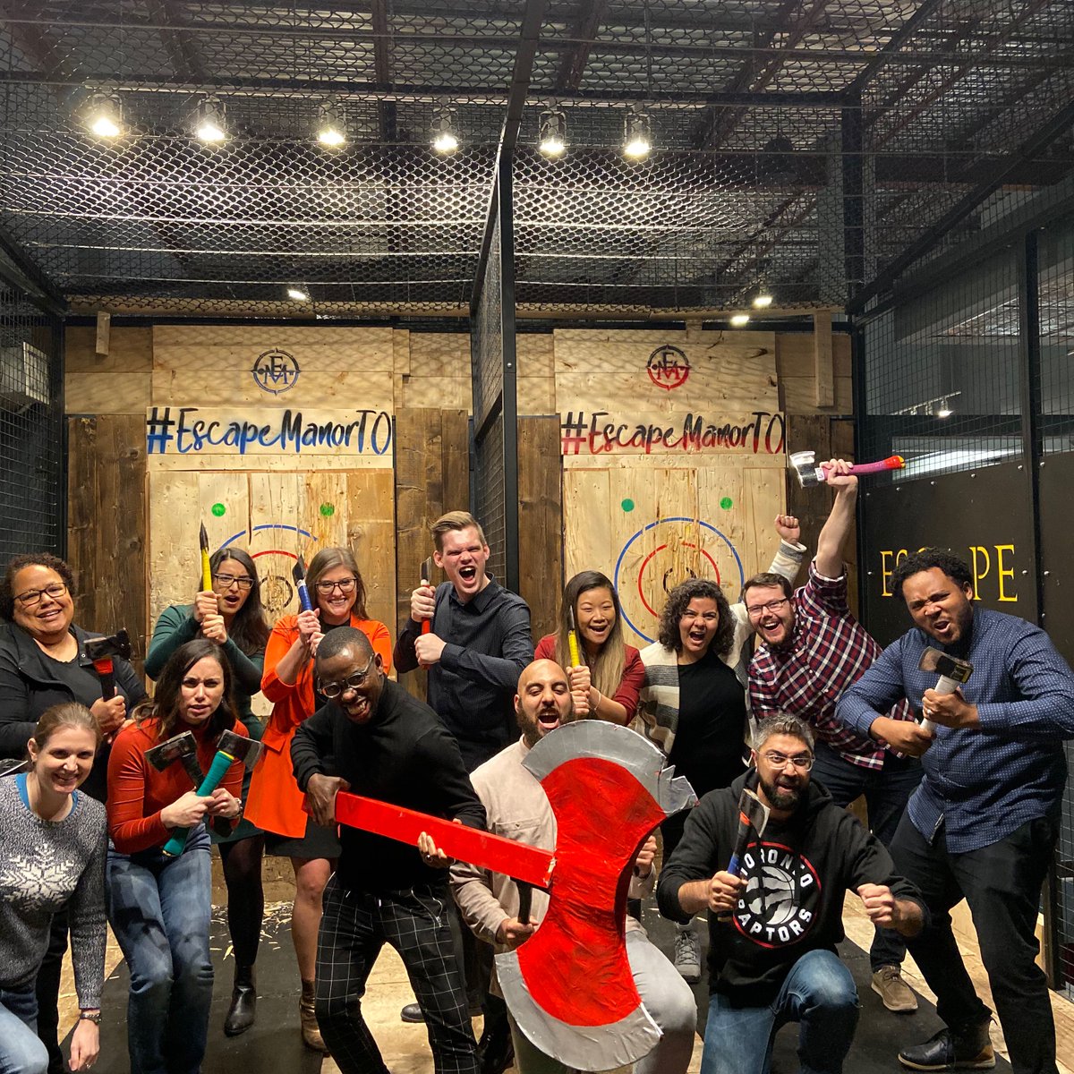 NPowerCanada's tweet photo. We had some fun after a great year at NPower Canada. Some of our staff took a chance at battle axe throwing at @EscapeManorTO. Great team building experience.
#team #battleaxe #escapemanorto #tueaday https://t.co/sRDg2591le