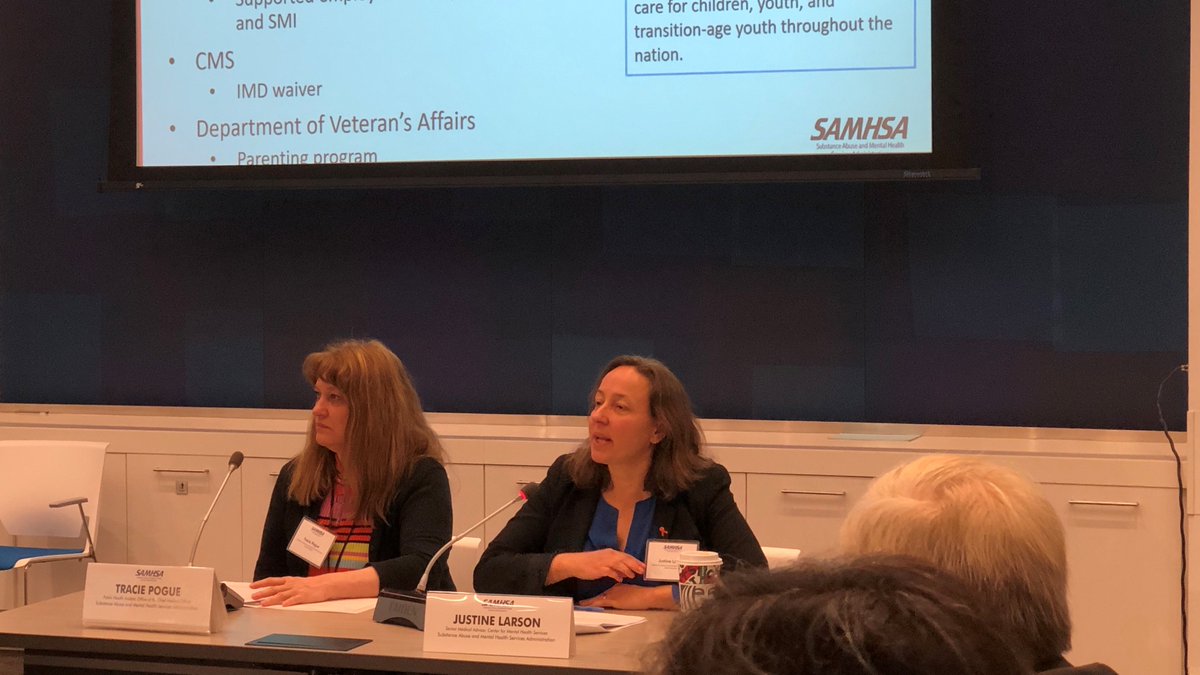samhsagov's tweet photo. @DeptVetAffairs @FCC Justine Larson, Senior Medical Advisor, CMHS, talked treatment and recovery including agency updates and examples of interagency coordination, potential ideas, strategies, and steps moving forward. #ISMICC https://t.co/opk4yS10U7