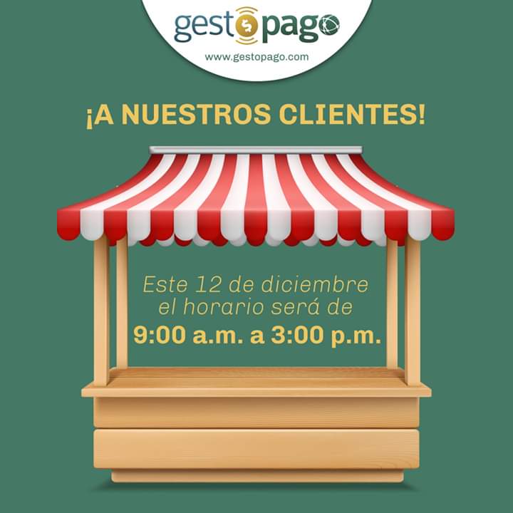gestopago's tweet photo. ⚠️ ¡AVISO IMPORTANTE! 

Para todos nuestros clientes y usuarios de la plataforma, el próximo 12 de diciembre, nuestro horario será diferente.

Te puedes comunicar al:
Tel.: (55) 90001758 
Correo: contacto@gestopago.com https://t.co/Ffa5kPVn2d