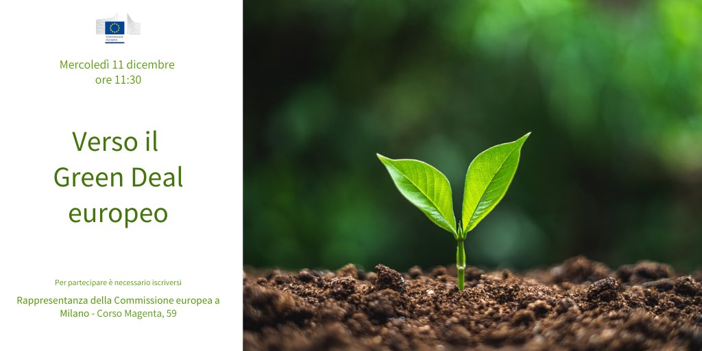 #SaveTheDate📅In occasione del #EUGreenDeal💚il nostro ufficio di Milano ospiterà una tavola rotonda per discutere dell'impegno della #vdLCommission per un'🇪🇺 sostenibile♻️🌱👉europa.eu/!QH37mC