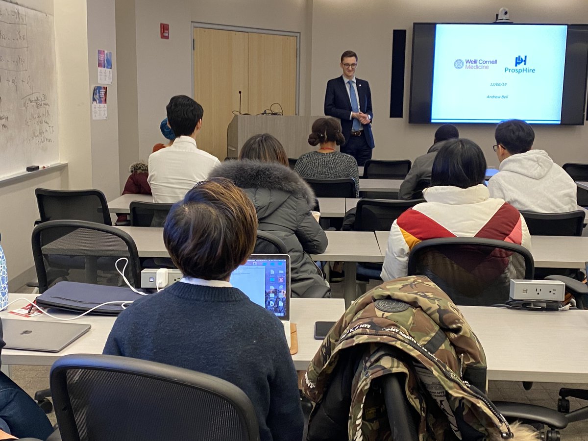 prosphire's tweet photo. @ProspHire’s Andrew Bell spoke with Master’s students at @WeillCornell. A Cornell alum himself, Andrew shared his experiences at ProspHire and his career in healthcare consulting. #prospertogether #Cornellalum #comejoinus https://t.co/9ZSKrSoH58