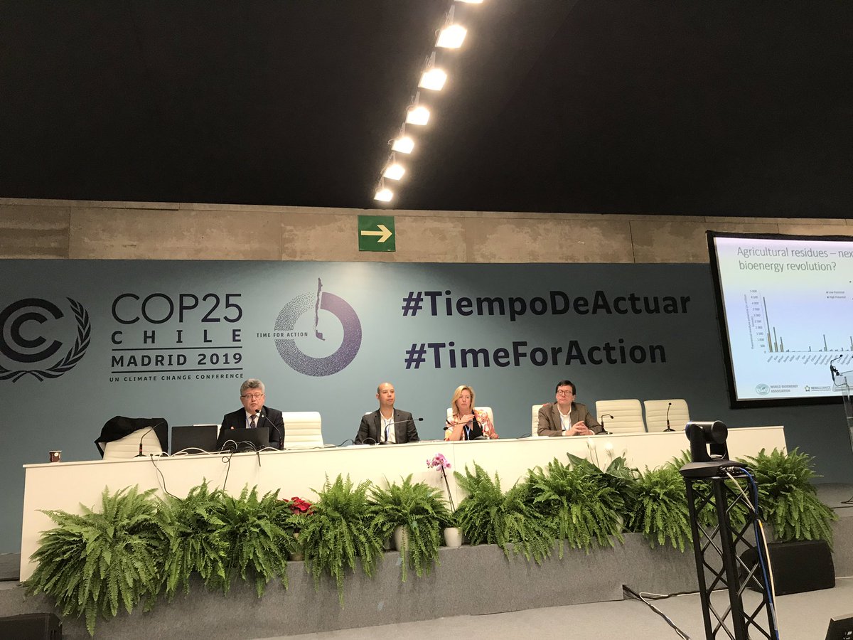 MexicoPellet's tweet photo. Remigijus Lapinskas, President of the @World_Bioenergy Association of which Pellet Mexico is a Member promoting Bioenergy alongside with @REN21, and other panelists representing REN Alliance: @ISES_Solar @WWindEA @iha_org @lovegeothermal  @COP25CL #TimeForAction https://t.co/XR2pyL6GEU