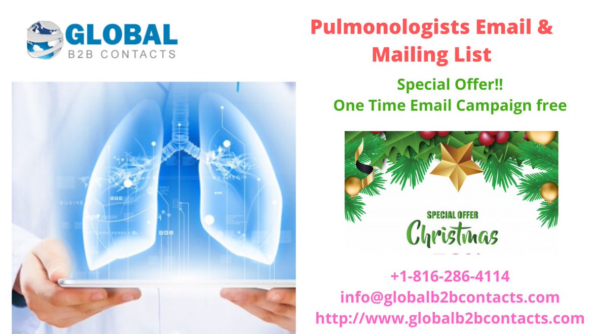 Pulmonologists Email &amp; Mailing List
In the global business world, healthcare and medical industry is regarded as the fastest growing industries. The powerful network of hospitals, nursing homes, laboratories, and physicians has proved to be booming in the market.