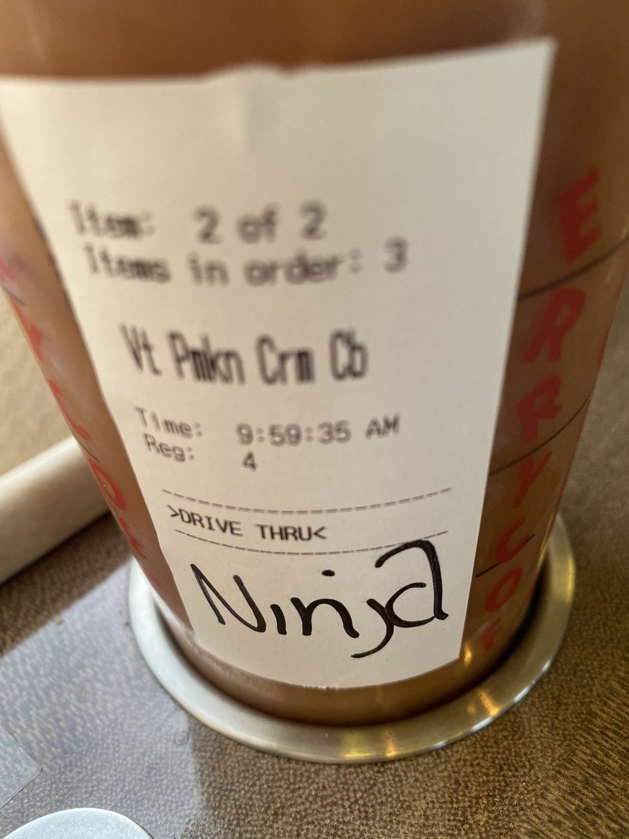 Ninja's tweet photo. The girls at the Starbucks drive through asked for my name, I said Tyler. Pulled up and saw them talking and smiling and they wrote this on the order. 

Really warmed my heart. ❤️ https://t.co/lrSkjFKDd5