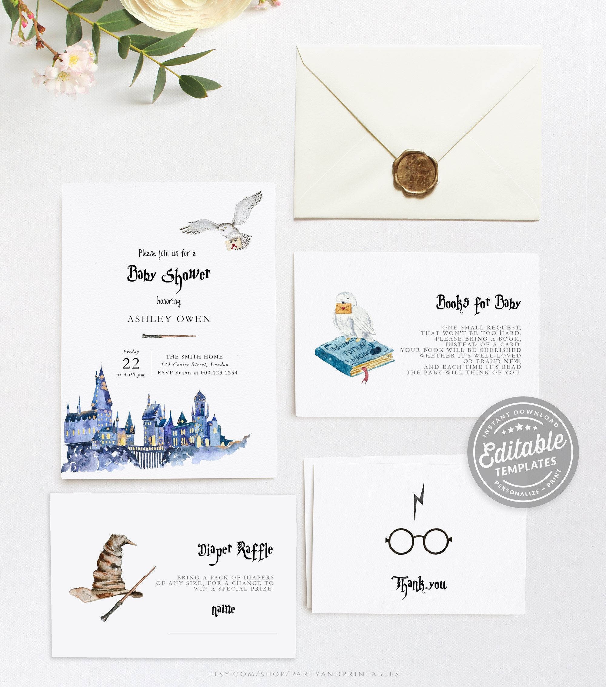 EDITABLE Baby Shower Invitation - Harry Potter Baby Shower