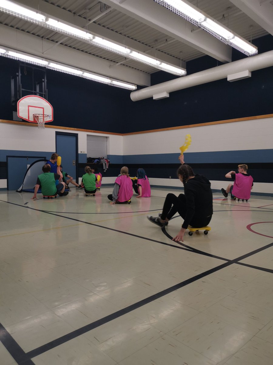 Scooter Scoop Ball in the mini gym. Sometimes the silly games bring the most intensity and engagement, especially from those who don't selfidentify as athletes. #mpscpssd #myacsclassroom
