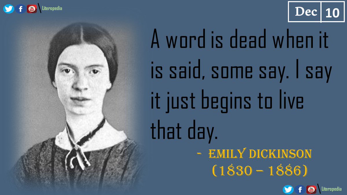 literopedia's tweet photo. Remembering #EmilyDickinson on her Birthday!!
One of the leading 19th Century American Poets who wrote around 1800 poems. A complete collection of her poetry #ThePoemsOfEmilyDickinson was published in 1955. https://t.co/QUWj3s44l9
