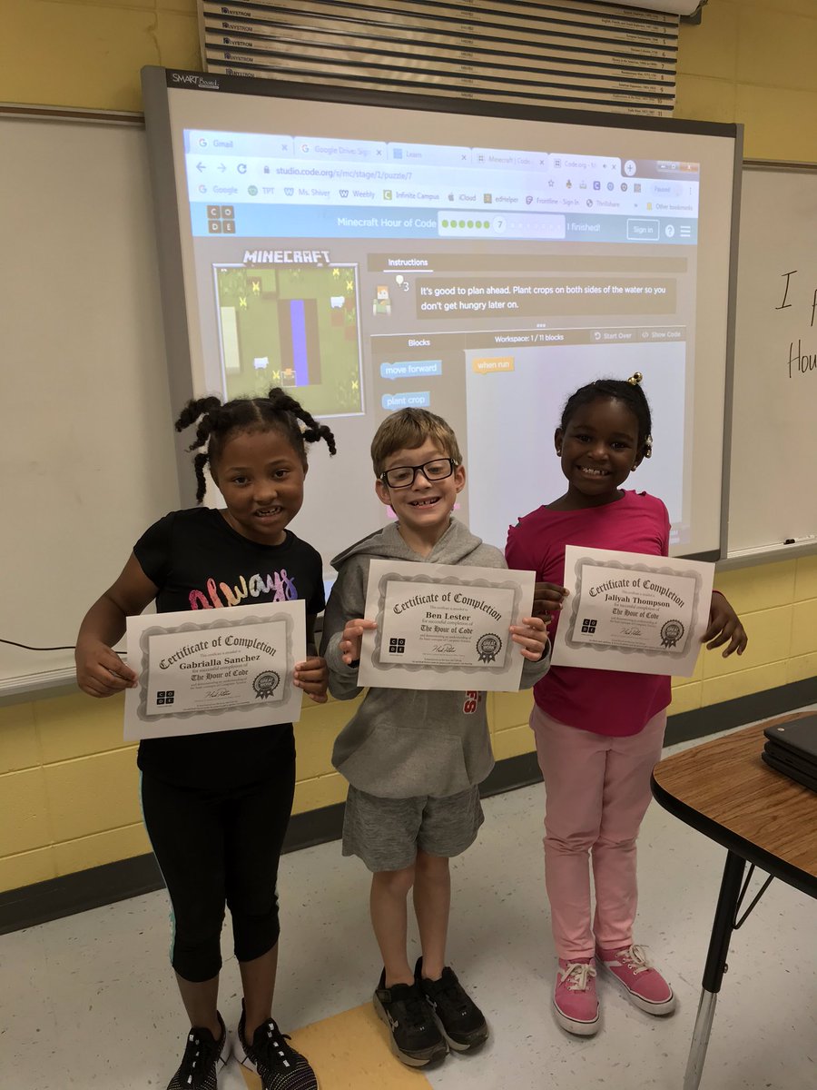 gates_first's tweet photo. Scottie 1st grade GATES students participated in the HOUR OF CODE - they worked on Minecraft coding to chop trees and build a house for Alex or Steve! #hourofcode #codeorg @tcityschools @scottelementaryschool @scottelementarypto @codeorg @hourofcode https://t.co/JCBRmQALcv