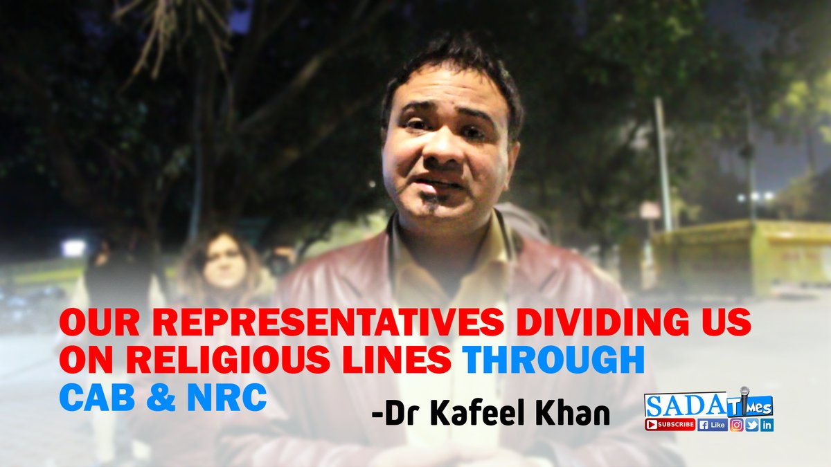 SADAA_Times's tweet photo. Our Representatives Dividing Us On Religious Lines Through CAB &amp; NRC || #DrKafeelKhan || SADA Times

https://t.co/fZvyuY7C3E

#NoToCAB #BoycotNRC #KafeelKhan #IndiaAgainstCAB #IndiaRejectsNRC #CitizenshipAmendmentBill #SADATimes https://t.co/2PylsvCHda