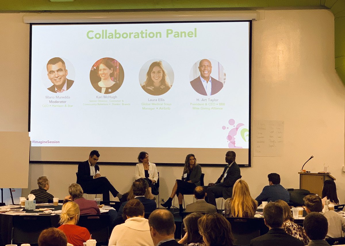 familyreach's tweet photo. Next up: Collaboration Panel which includes speakers from @dunkindonuts, @Airbnb, and @wisegiving. #ImagineSession https://t.co/BEqnddO2KC