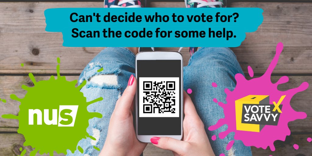 LondonMetSU's tweet photo. Just two days until the general election! Can't decide who to vote for on Thursday? Scan the QR code below for some help and find the best option for you!  ☑️ https://t.co/K1v0Im4fzX