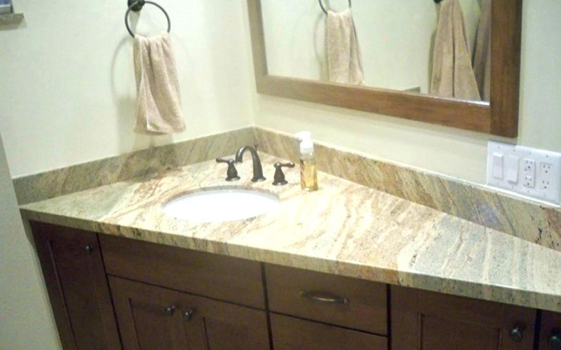 At an angle: If every inch matters in your bathroom, or you just like something unusual, you might want to do something like this. It will work either way. cabinetland.us #bathroomcountertops