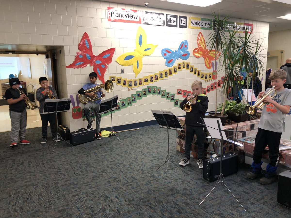 Parkview band students greeted our school with Music this morning!