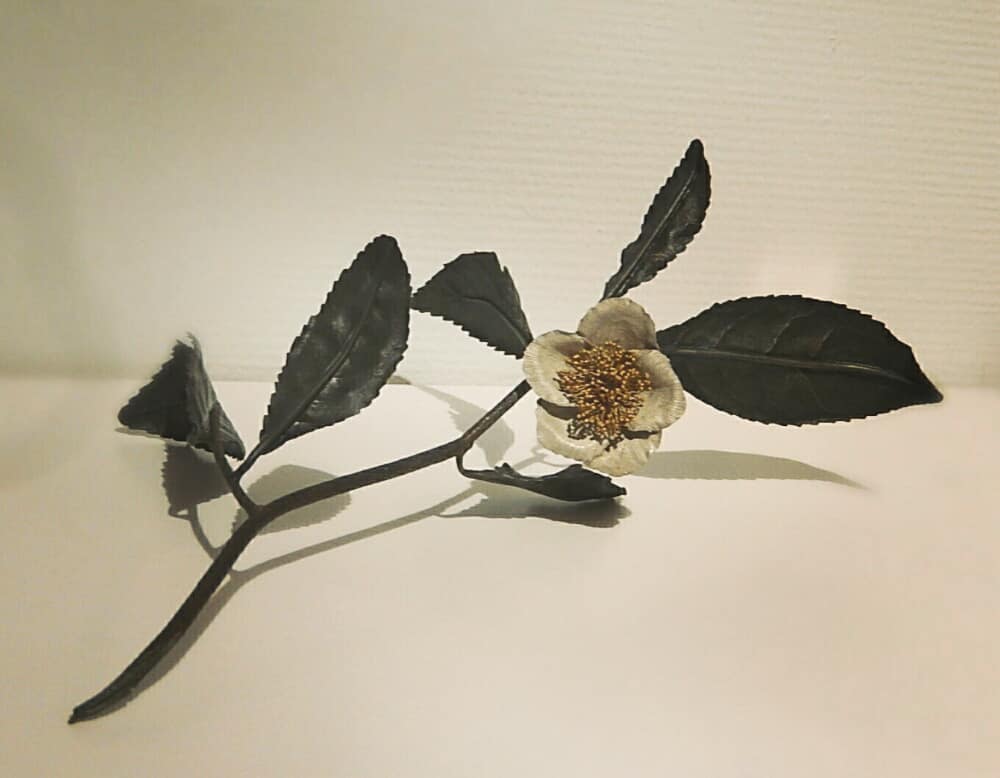 ট ইট র 灯花堂 灯花堂 ギャラリー巡り旅 最後に伺ったのは 彫金で植物を表現する 鈴木翔太 さんの Kyoshota 金工展 での お茶の花の作品 お茶の花の しべのリアルな動きや 葉っぱの虫食いなど 金属とは思えない 温かみのある作品 館游彩 彫金