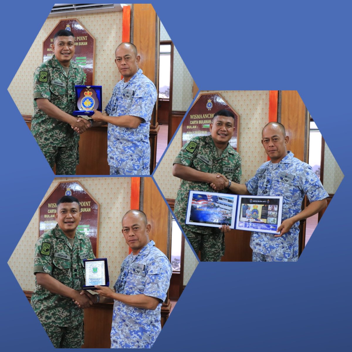 Kunjungan hormat ke atas PANGWILLA 2, YBhg Laksda Dato' <a href="/sabrizali/">sabri zali</a> oleh Pegawai Memerintah 4 Rejimen Sempadan, Lt Kol Mohd Hisham bin Din. 
@TenteraDarat
#NavyUpdate
#PRIDE

<a href="/tldm_rasmi/">Royal Malaysian Navy</a> <a href="/MPA_Timur/">HQ Eastern Fleet</a> <a href="/SyedZahrulPutra/">SyedZahrulPutra</a> <a href="/reza_azeranil63/">reza</a>