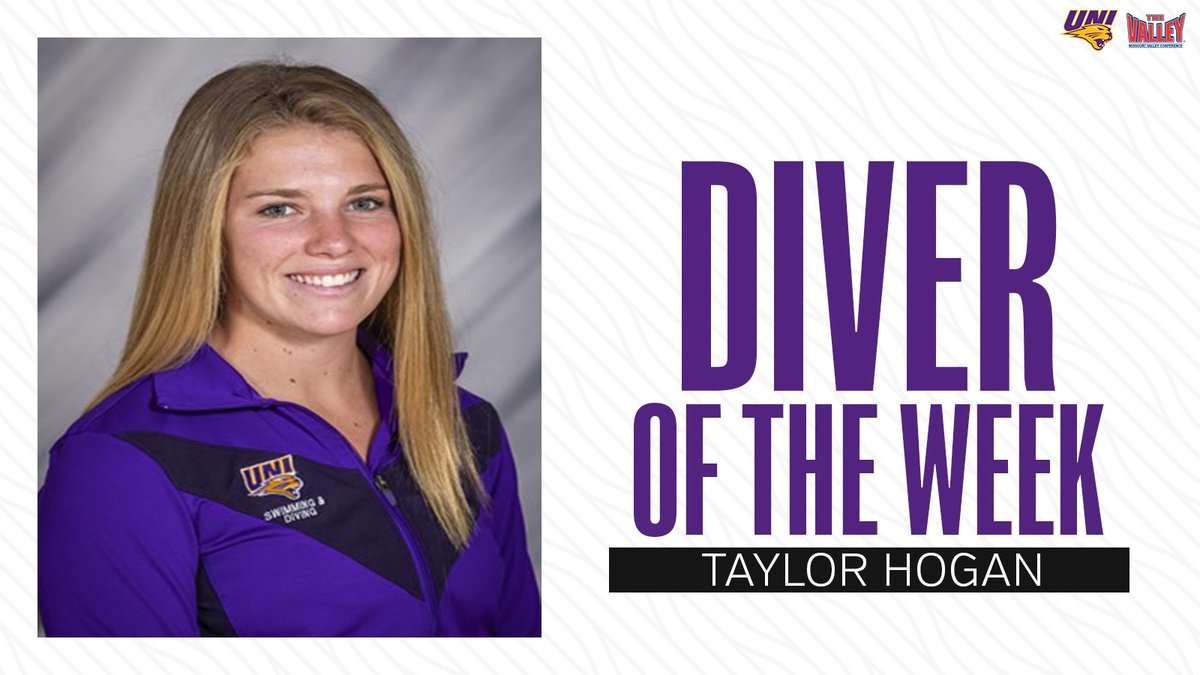 MVCsports's tweet photo. Taking first in the 2M (249.95) and second in the 1M (241.50) in a win over Coe College, Taylor Hogan of @UNISwimming is the #MVCswim Diver of the Week. https://t.co/QUhIuYoNAw
