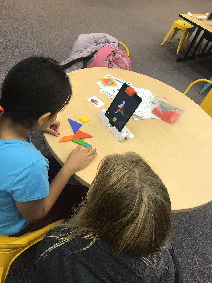chaaven's tweet photo. @southms_gf library was full with students #coding this morning. #BinaryBracelets #Tangrams #HourofCode2019 @Ozobot @PlayOsmo https://t.co/yWU4T7rj3j