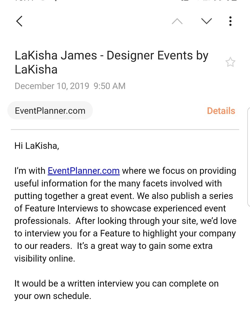 Another interview invite. So honored...when you keep persevering and it pays off. 
#designereventsbylakisha #atleventplanner #eventplanner #eventplannerslife #eventplanneratl #atlanta #atl #earthquakesmoves #itsme #staytuned