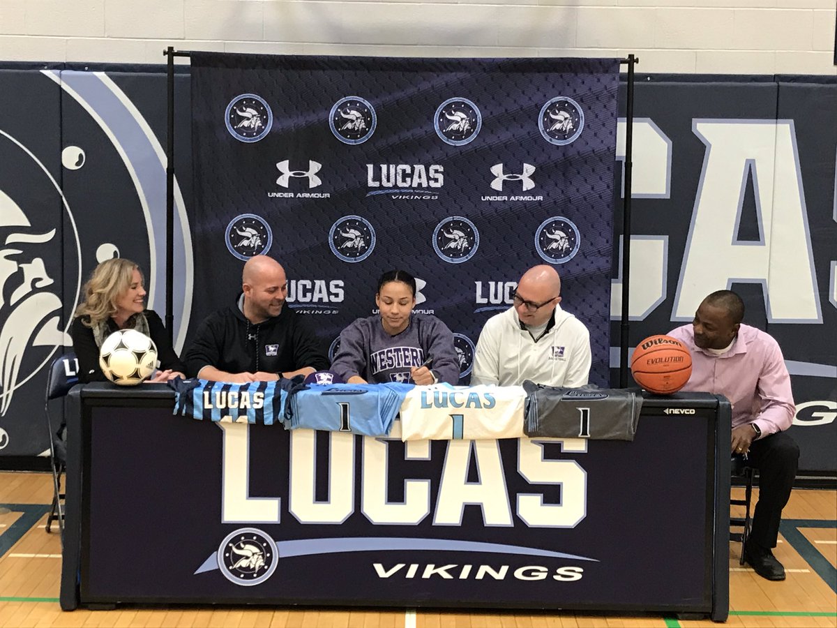 LucasGirlsBball's tweet photo. It’s official!! Avarie Thomas is a future Western Mustang!! She will be a member of the Women’s varsity basketball and soccer teams.  An incredible accomplishment for a remarkable athlete.  Congrats Avarie!! https://t.co/Myhsp0amQi
