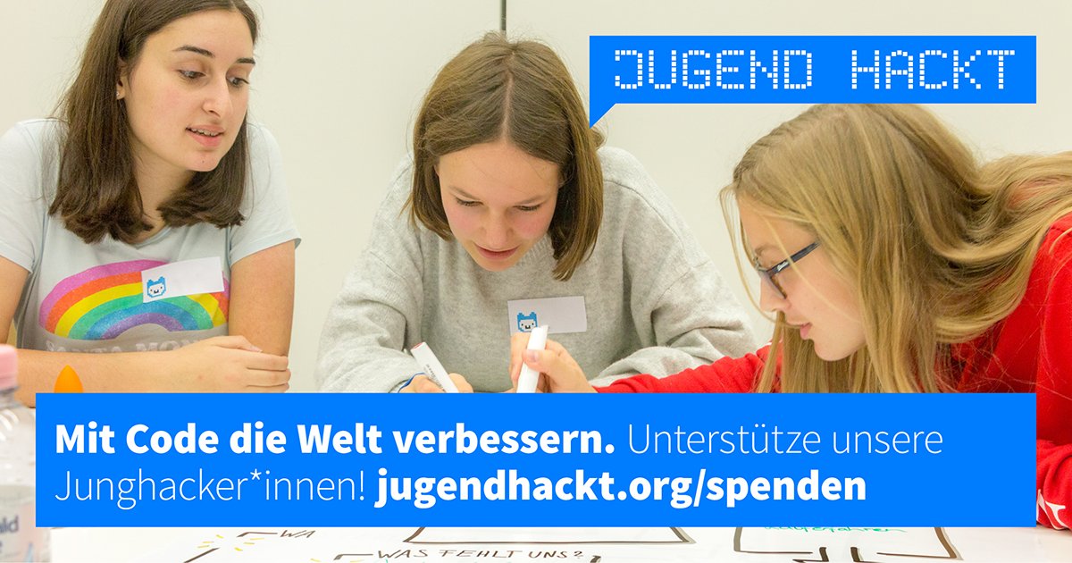 jugendhackt's tweet photo. Über 530 technikbegeisterte Jugendliche haben in diesem Jahr bei Jugend hackt mit ihren Prototypen und Ideen die Welt verbessert. Auch 2020 haben wir viel vor und freuen uns über Unterstützung! https://t.co/GoVcjFPoyM https://t.co/N1BNSMB6bl