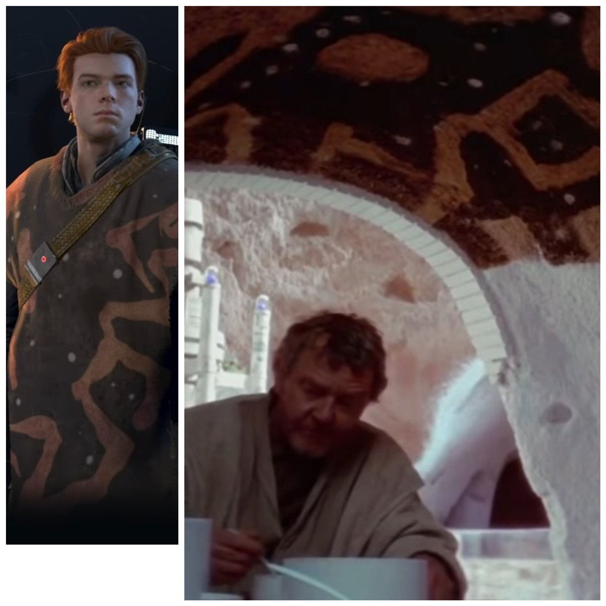CrDett's tweet photo. Neat detail, the homestead poncho is inspired by Owen and Beru's ceiling on Tatooine. #JediFallenOrder #starwars https://t.co/oORREhFcYW
