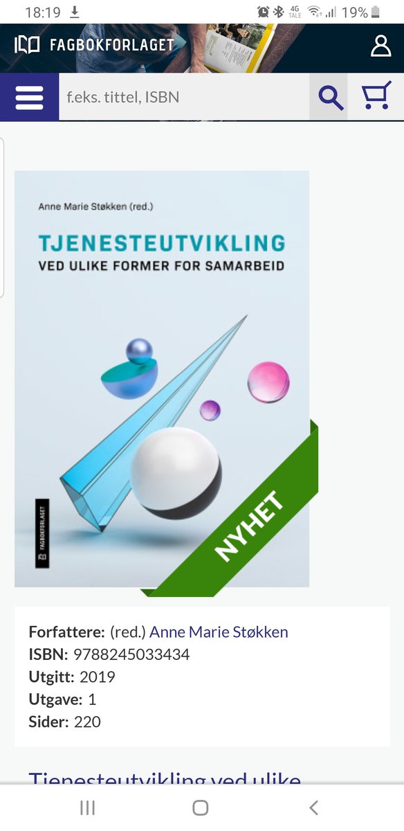 Ny bok fra #Fagbokforlaget. Jeg har skrevet et kapittel sammen med Vidar Bakkeli: Brukerstemmer i tjenesteutvikling - noen dilemmaer.