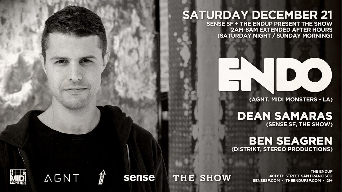 Next Saturday, December 21st, I'll be making my return to <a href="/theendup/">theendup</a> in #SanFrancisco playing alongside my good friends <a href="/BenSeagren/">Ben Seagren</a> and Dean Samaras. We'll be going LATE! 😈 facebook.com/events/4276733…