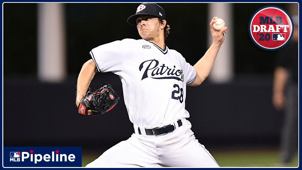 MLBPipeline's tweet photo. The favorite to be the 1st reliever drafted in 2020, @DBU_Baseball closer Burl Carraway can touch 98 mph with his 🔥 and has a high-spin curve. Here's where the lefty lands on the Top 100 #MLBDraft Prospects list: https://t.co/bpBp9hNqdu https://t.co/mHh0sDVnwN