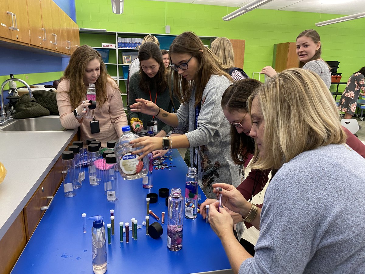 curric4thequad's tweet photo. The first session of "Creating Calm in the Classroom" ran today! Teachers visited several classrooms and made calm bottles https://t.co/ZoKChx6H2L