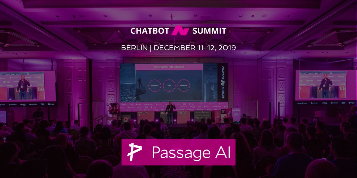 PassageAI's tweet photo. The @chatbotsummit in Berlin got underway today with pre-conference workshops but is in full swing Wednesday, and our Head of Europe, Olaf Erichsen, will be giving his open plaza talk at 12:25 local time: https://t.co/6uv7Q3R8EB https://t.co/qk3OUSf4Oo