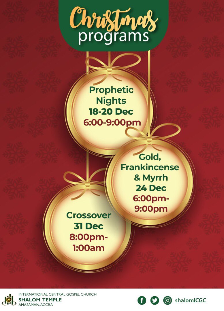 ShalomICGC's tweet photo. This December!
Save the dates!
Tag out your calendar!
It’s a date with Jesus!
Don’t miss out!
Tell a friend to tell a friend.
#ThisDecember
#ChristmasPrograms
#ShalomICGC
#WeAreICGC https://t.co/iwLvZpO3MZ