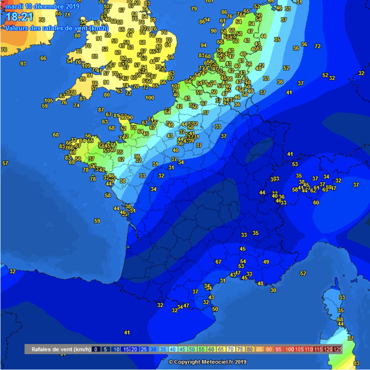 NoodweerBenelux's tweet image. UPdate 18:37. Na de passage van het #warmtefront is de #wind fors in kracht toegenomen. Windstoten variëren van 40 tot 60 km/h in het binnenland. Aan de kust meten we lokaal 70 km/h. Vannacht nadert een #koudefront met intensere #neerslag.