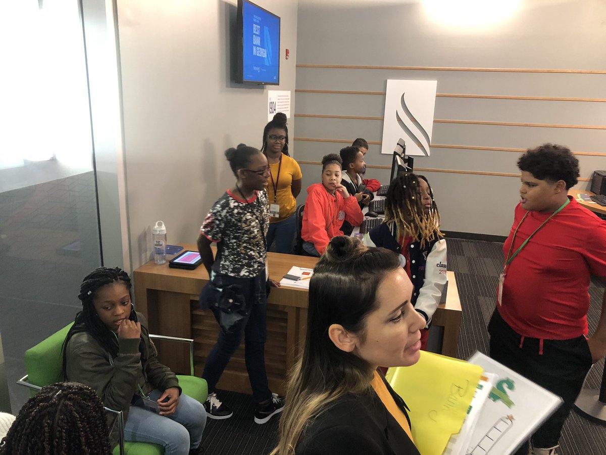 ConyersMiddle's tweet photo. After lunch students participated in breakout groups of marketing, accounts payable, accounts receivable, business operations, and customer service at JA Biz Town. On the job training reenforces life skills learned today.ππ @jageorgia @RockdaleSchools #CommandingExcellence https://t.co/j0Dd8tXgge