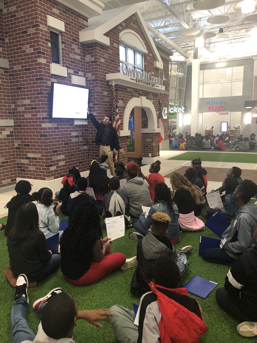 ConyersMiddle's tweet photo. After lunch students participated in breakout groups of marketing, accounts payable, accounts receivable, business operations, and customer service at JA Biz Town. On the job training reenforces life skills learned today.ππ @jageorgia @RockdaleSchools #CommandingExcellence https://t.co/j0Dd8tXgge