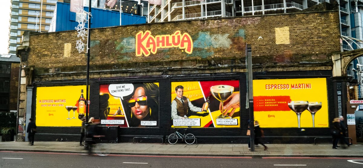 PernodRicardUK's tweet photo. Kahlúa paints the town yellow this Christmas with a vibrant large-scale mural in the heart of Shoreditch! See if you can spot it! #EspressoMartini https://t.co/cGdtLZCAIy