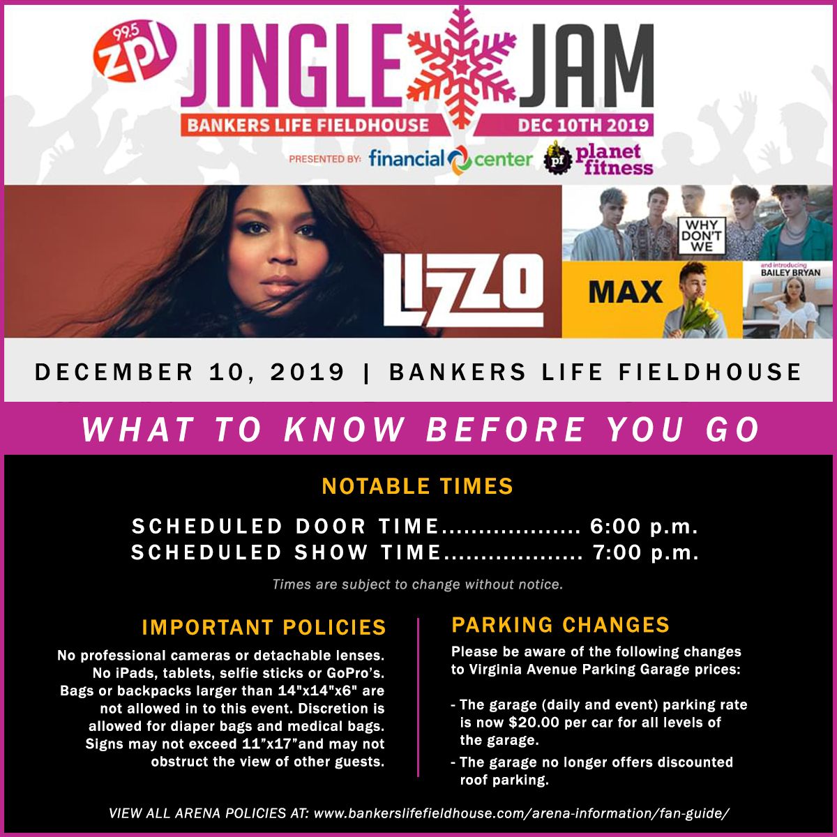 GainbridgeFH's tweet photo. TONIGHT: @wzpl Jingle Jam presented by @FCFCU &amp; @PlanetFitness. Coming to the show? Here's what to know before you go ⬇️

🚪 6PM - Doors open
🎶 7PM - Show begins
🎟 Find tix: https://t.co/MyNe6Q3CL5
🚘 Reserve parking: https://t.co/brtXnRnuMn

#zplJingleJam https://t.co/VQ3rF0DpIP